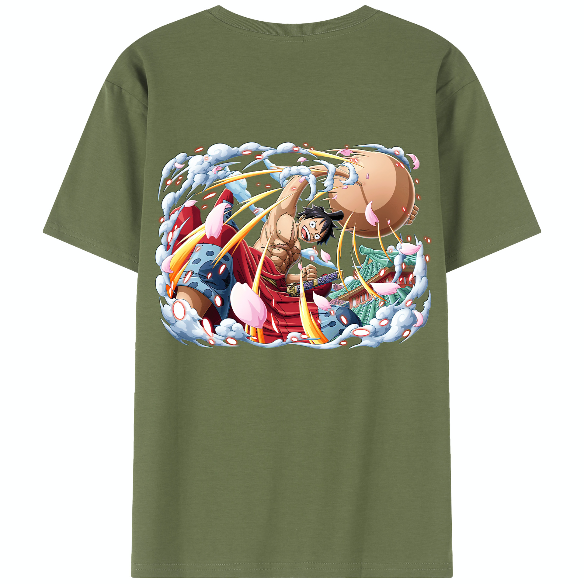 ワンピース モンキー・D・ルフィ ONE PIECE Monkey D. Luffy 綿100％半袖Tシャツ（背面プリント）